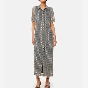 Whistles Link Check Mesh Shirt Dress Black/Multi NWT size 16